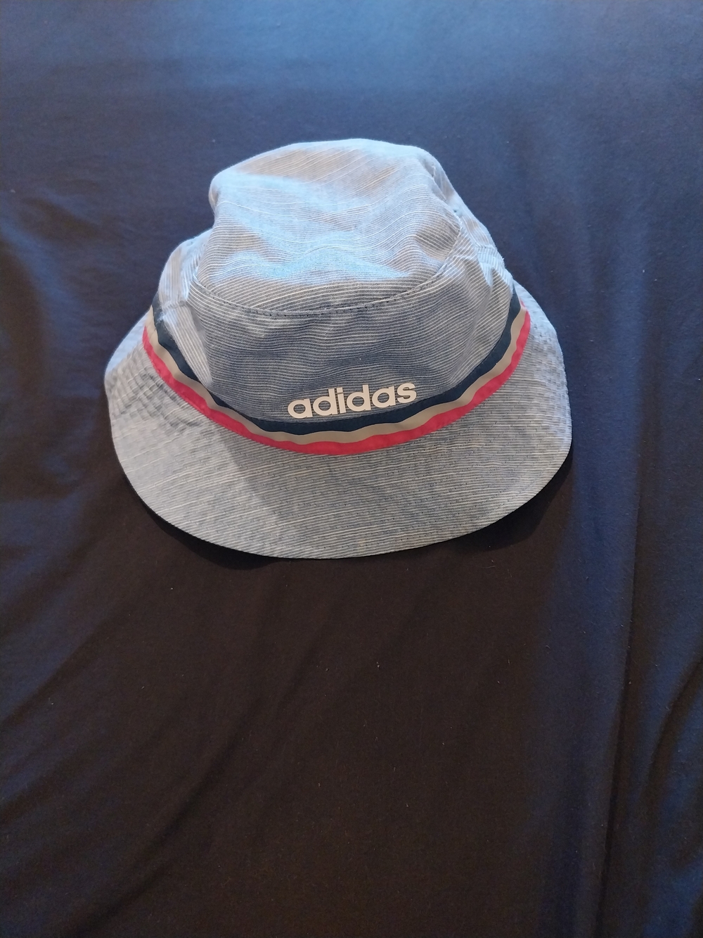 adidas Kids Light Blue Bucket Hat with Red and Navy Accents